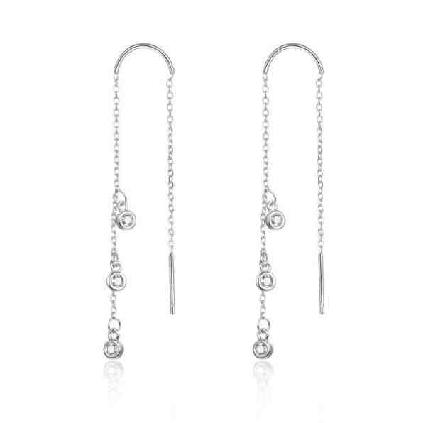 Beneto Dlouhé stříbrné náušnice se zirkony AGUV1979 + 2 měsíce na vrácení zboží