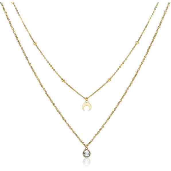 S`Agapõ Dvojitý pozlacený ocelový náhrdelník s ozdobami Aurora SAR08 + 2 měsíce na vrácení zboží