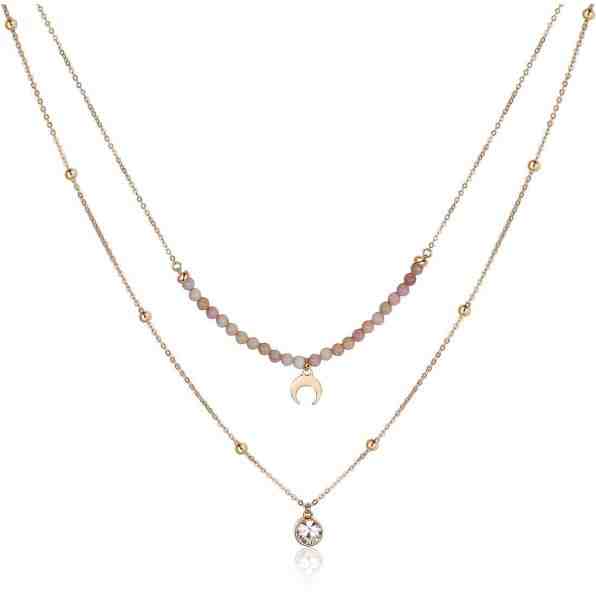 S`Agapõ Dvojitý ocelový náhrdelník s ozdobami Aurora SAR07 + 2 měsíce na vrácení zboží