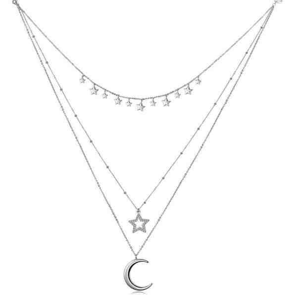S`Agapõ Trojitý ocelový náhrdelník s nočnimi motivy New Moon SNM01 + 2 měsíce na vrácení zboží