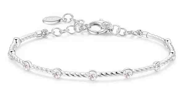 Rosato Pevný stříbrný náramek se zirkony Storie RZB004 + 2 měsíce na vrácení zboží