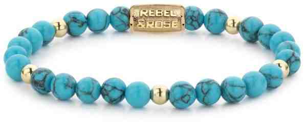Rebel&Rose Korálkový náramek Turquoise Delight RR-60071-G 16,5 cm - S + 2 měsíce na vrácení zboží