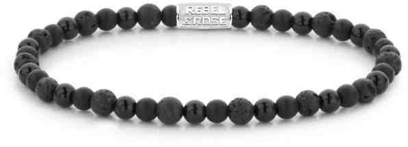 Rebel&Rose Korálkový náramek Black Rocks RR-40037-S 15 cm - XS + 2 měsíce na vrácení zboží