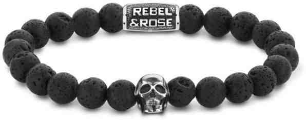 Rebel&Rose Korálkový náramek Skull Black Moon RR-SK001-S 17,5 cm - M + 2 měsíce na vrácení zboží