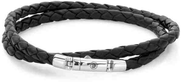 Rebel&Rose Pánský kožený náramek Twisted Round Black RR-L0094-S 17,5 cm - M + 2 měsíce na vrácení zboží