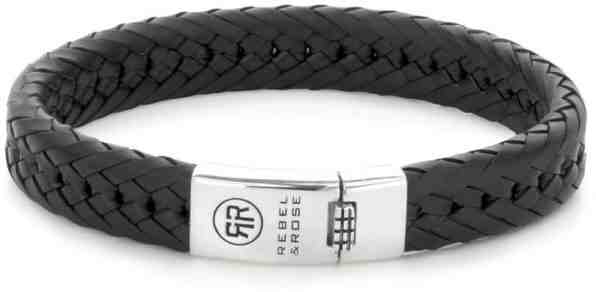 Rebel&Rose Pánský kožený náramek Twisted Flat Black RR-L0090-S 21 cm - L + 2 měsíce na vrácení zboží