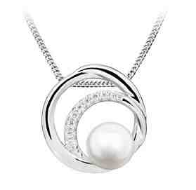 JVD Stříbrný přívěsek s přírodní perlou a zirkony SVLP0321SH8P100 + 2 měsíce na vrácení zboží