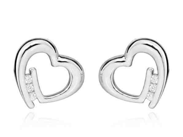 JVD Stříbrné náušnice srdce se zirkony SVLE0326SH8BI00 + 2 měsíce na vrácení zboží