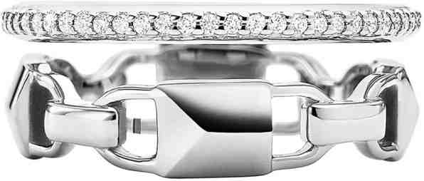 Michael Kors Moderní dvojitý stříbrný prsten MKC1025AN040 51 mm + 2 měsíce na vrácení zboží