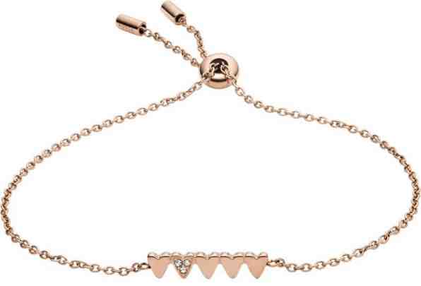 Fossil Pozlacený ocelový náramek se srdíčky JF03368791 + 2 měsíce na vrácení zboží