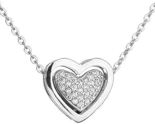 Evolution Group Stříbrný náhrdelník se zirkony Srdce 12029.1 + 2 měsíce na vrácení zboží