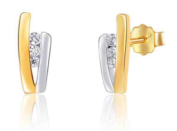 JVD Stylové bicolor náušnice se zirkony SVLE0634XH2BK00 + 2 měsíce na vrácení zboží