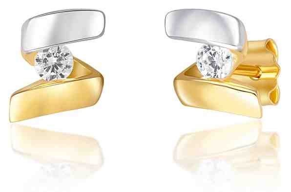 JVD Stylové bicolor náušnice se zirkony SVLE0635XH2BK00 + 2 měsíce na vrácení zboží