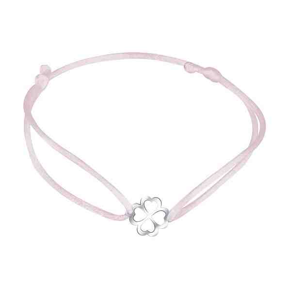 Praqia Šňůrkový růžový kabala náramek Čtyřlístek KA6194 + 2 měsíce na vrácení zboží