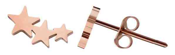 Troli Podélné růžově zlacené náušnice s hvězdičkami + 2 měsíce na vrácení zboží