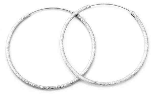 Beneto Třpytivé stříbrné kruhové náušnice AGUC1240/N 4,5 cm + 2 měsíce na vrácení zboží