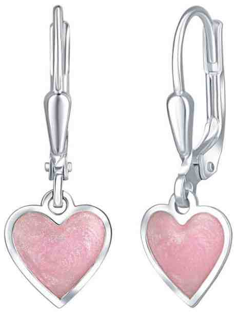Praqia Dívčí stříbrné náušnice Růžové srdce NA6069_RH + 2 měsíce na vrácení zboží