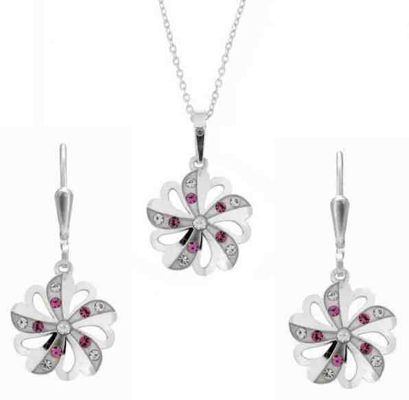 Praqia Překrásná souprava šperků s krystaly KO2097_NA1035_RH  (řetízek, přívěsek, náušnice) + 2 měsíce na vrácení zboží