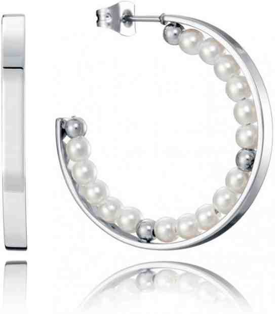 Viceroy Ocelové kruhové náušnice s perlami Kiss 75113E01000 + 2 měsíce na vrácení zboží