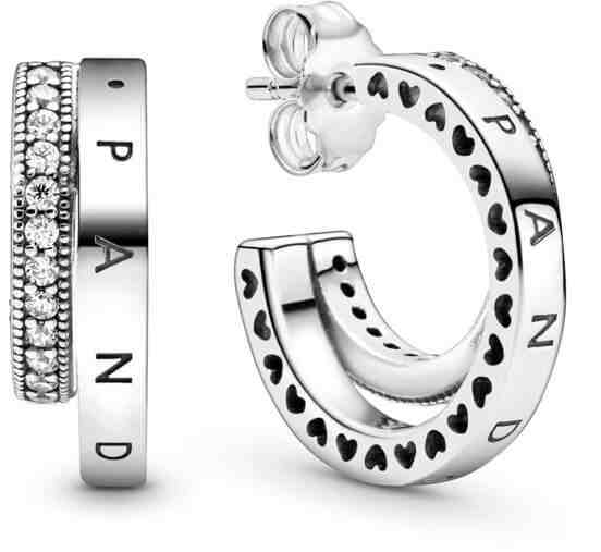 Pandora Stylové stříbrné náušnice Pavé Double Hoop 299056C01 + 2 měsíce na vrácení zboží