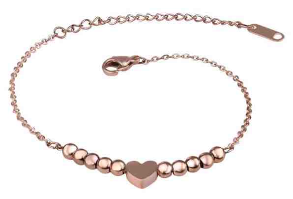 Troli Bronzový řetízek na nohu se srdíčkem SW-WC109 + 2 měsíce na vrácení zboží