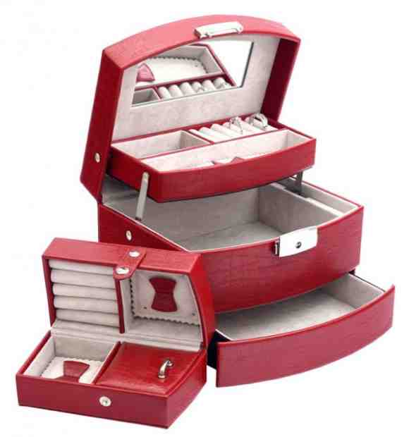 JK Box Červená šperkovnice SP-829/A7 + 2 měsíce na vrácení zboží