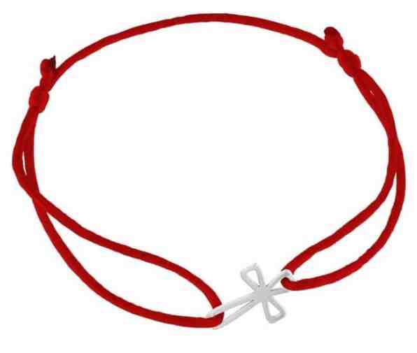 Praqia Šňůrkový červený kabala náramek Křížek KA6214 + 2 měsíce na vrácení zboží