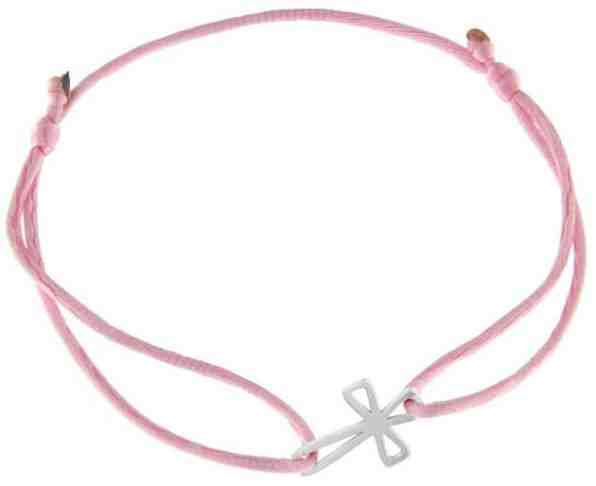 Praqia Šňůrkový růžový kabala náramek Křížek KA6215 + 2 měsíce na vrácení zboží