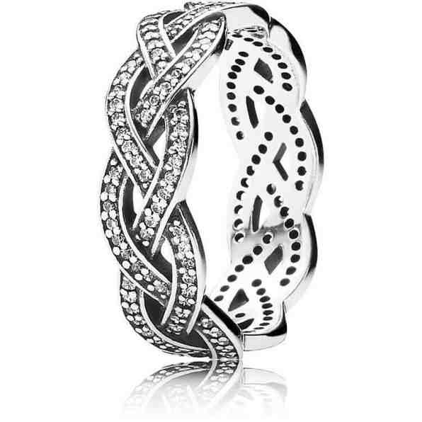 Pandora Proplétaný stříbrný prsten s kamínky 190913CZ 54 mm + 2 měsíce na vrácení zboží