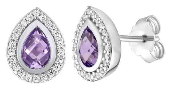 Silvego Luxusní náušnice kapky s přírodním ametystem FWE9395AM + 2 měsíce na vrácení zboží
