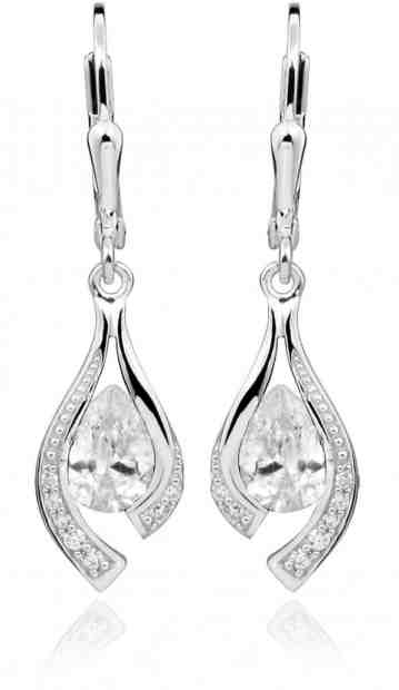 JVD Třpytivé stříbrné náušnice se zirkony SVLE0010SH8BI00 + 2 měsíce na vrácení zboží