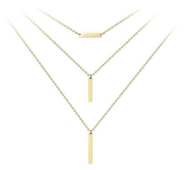 Troli Pozlacený trojitý ocelový náhrdelník + 2 měsíce na vrácení zboží