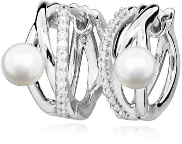 JVD Něžné stříbrné náušnice s pravými perlami SVLE0345SH8P100 + 2 měsíce na vrácení zboží