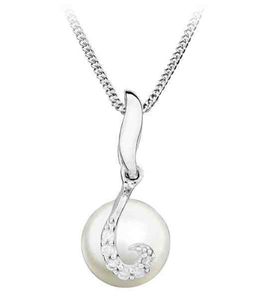 Silver Cat Jemný náhrdelník s perlou a zirkony SC368 + 2 měsíce na vrácení zboží