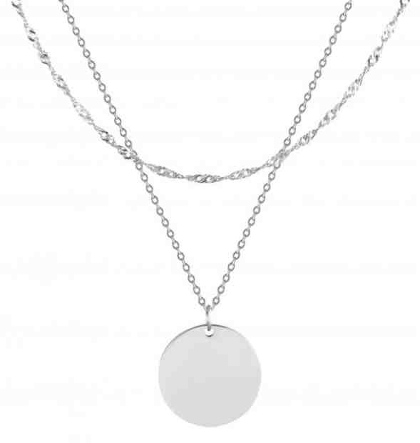 Troli Dvojitý ocelový náhrdelník s kruhovým přívěskem + 2 měsíce na vrácení zboží