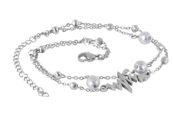 Troli Dvojitý ocelový náramek na nohu s EKG křivkou + 2 měsíce na vrácení zboží