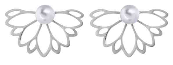 Troli Luxusní ocelové náušnice s perličkou 2v1 + 2 měsíce na vrácení zboží