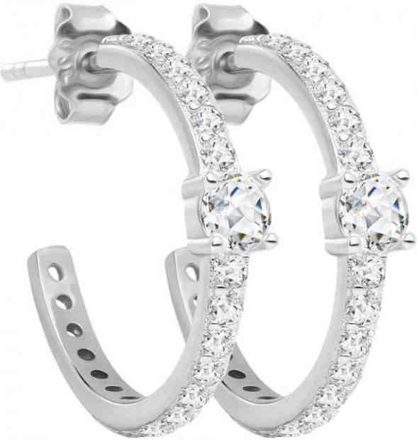 Preciosa Oslnivé stříbrné náušnice kruhy Shiny Kimberly s kubickou zirkonií Preciosa 5328 00 + 2 měsíce na vrácení zboží