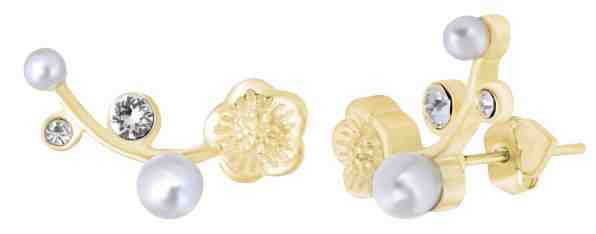 Troli Podélné pozlacené náušnice s krystaly a perlami + 2 měsíce na vrácení zboží