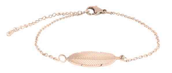 Troli Stylový růžově zlacený náramek s peříčkem + 2 měsíce na vrácení zboží