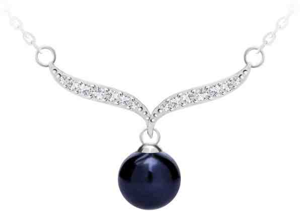 Preciosa Elegantní stříbrný náhrdelník s pravou černou perlou Paolina 5306 20 + 2 měsíce na vrácení zboží