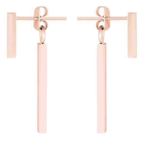 Troli Růžově zlacené ocelové náušnice Hranolky + 2 měsíce na vrácení zboží