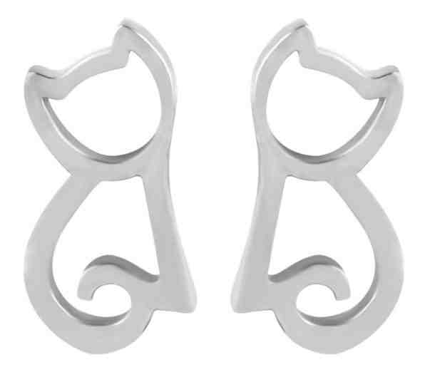 Troli Moderní ocelové náušnice Kočka + 2 měsíce na vrácení zboží