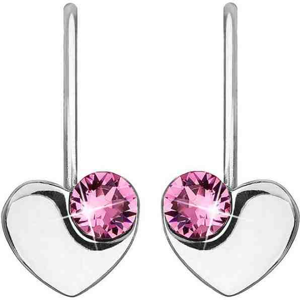 Evolution Group Stříbrné srdíčkové náušnice s krystaly Swarovski 31299.3 Rose + 2 měsíce na vrácení zboží