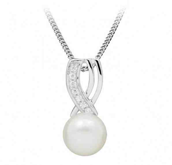 Silver Cat Jemný náhrdelník s perlou a zirkony SC397 + 2 měsíce na vrácení zboží