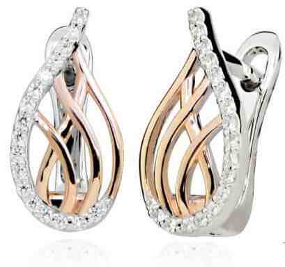 Silver Cat Stylové bicolor náušnice se zirkony SC410 + 2 měsíce na vrácení zboží