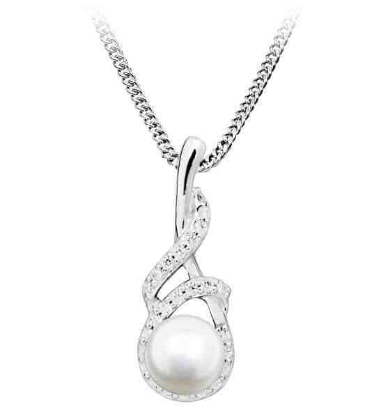 Silver Cat Něžný náhrdelník s perlou a zirkony SC413 + 2 měsíce na vrácení zboží