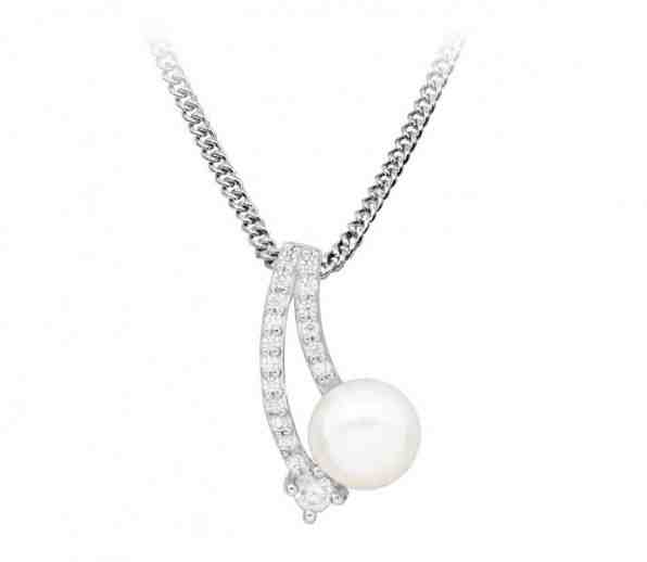Silver Cat Něžný náhrdelník s perlou a zirkony SC416 + 2 měsíce na vrácení zboží