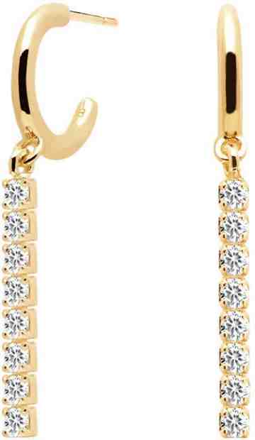 PDPAOLA Něžné pozlacené náušnice ze stříbra s třpytivými zirkony NAOMI Gold AR01-121-U + 2 měsíce na vrácení zboží