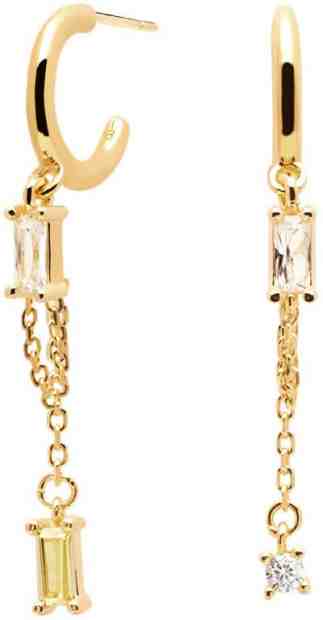 PDPAOLA Asymetrické pozlacené náušnice ze stříbra s třpytivými zirkony SALMA Gold AR01-122-U + 2 měsíce na vrácení zboží